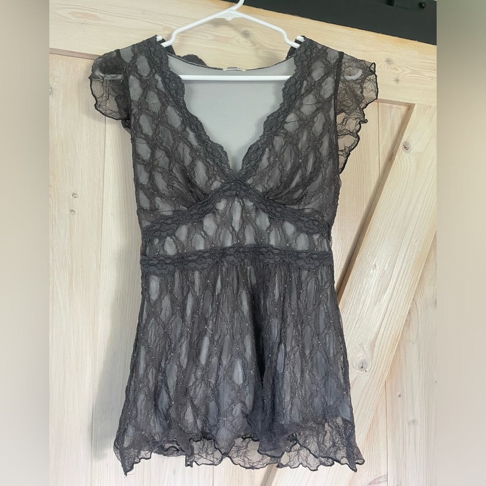 Grey Y2K top